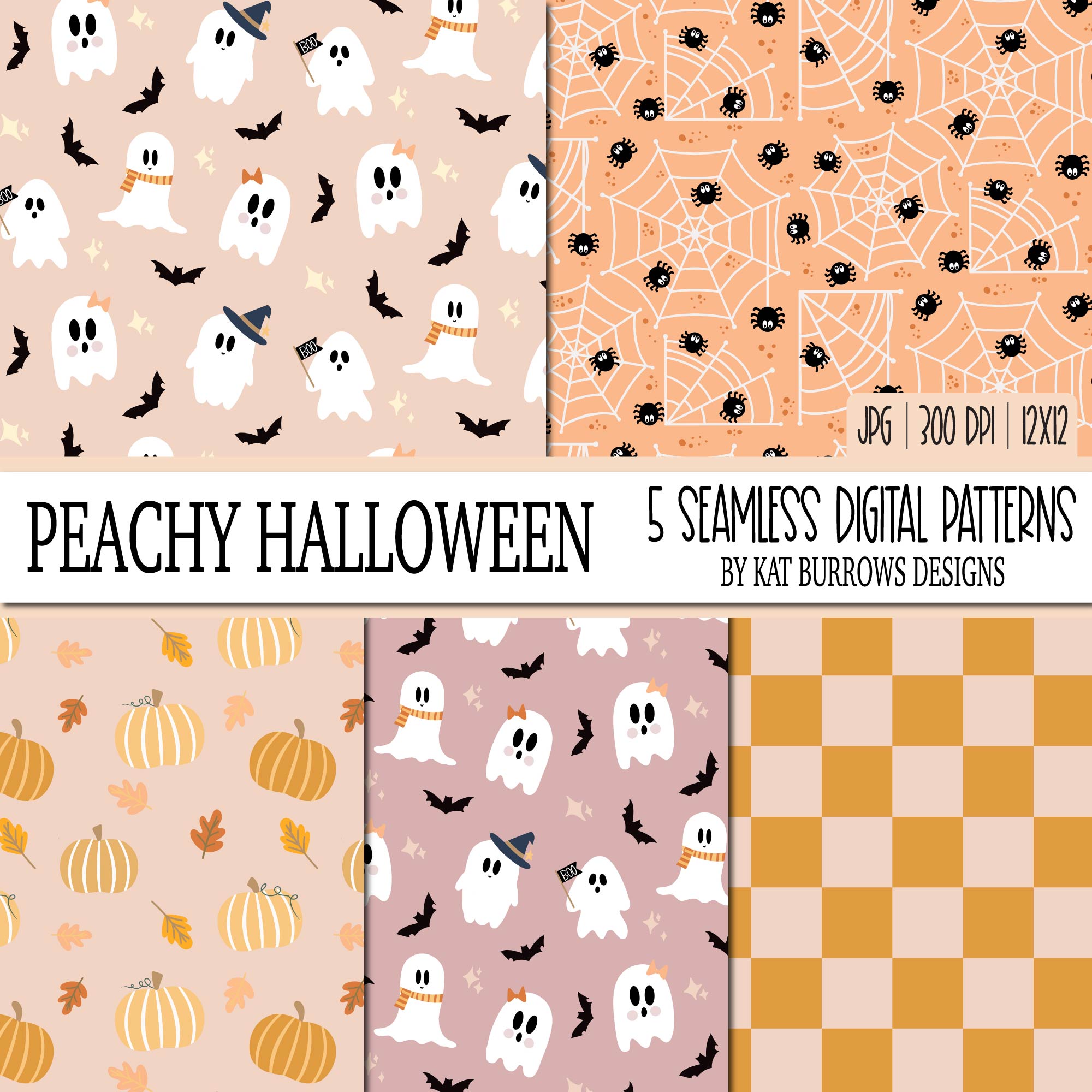 Seamless Patterns: Peachy Halloween