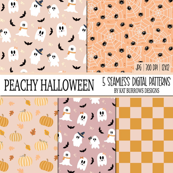 Seamless Patterns: Peachy Halloween