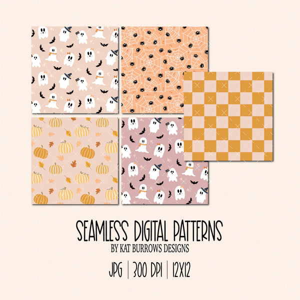 Seamless Patterns: Peachy Halloween
