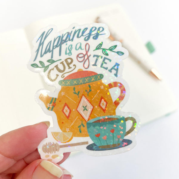 Die Cut Sticker: Happiness is a Cup of Tea