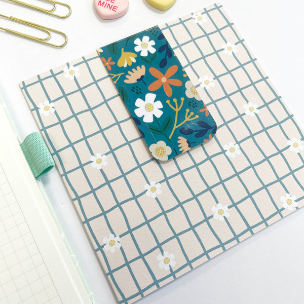 Bookmark Card: Floral on Teal