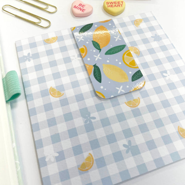 Bookmark Card: Lemons on Blue