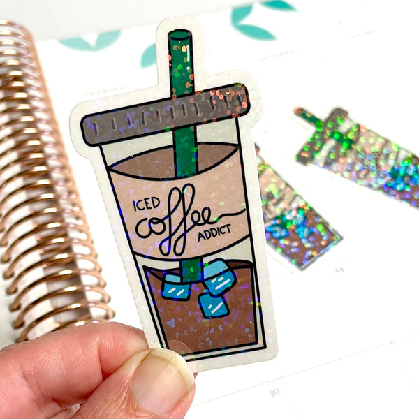 Die Cut Sticker: Iced Coffee Addict