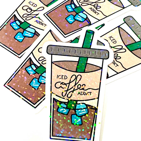 Die Cut Sticker: Iced Coffee Addict