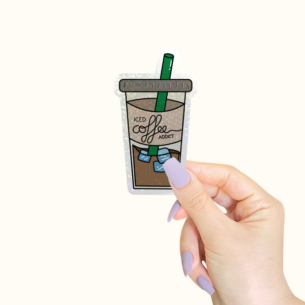 Die Cut Sticker: Iced Coffee Addict