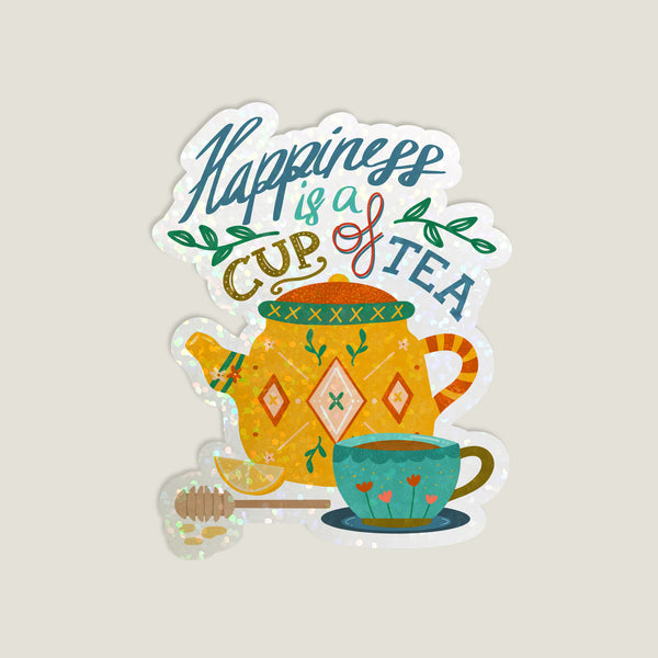 Die Cut Sticker: Happiness is a Cup of Tea