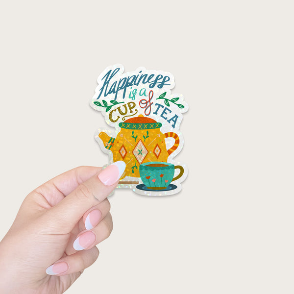 Die Cut Sticker: Happiness is a Cup of Tea