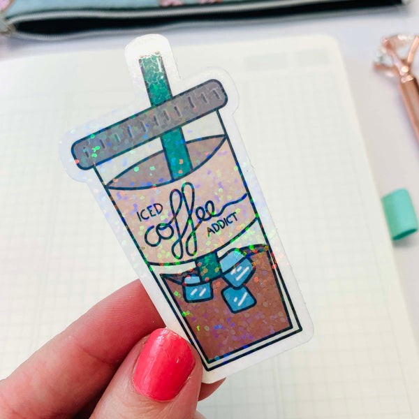 Die Cut Sticker: Iced Coffee Addict