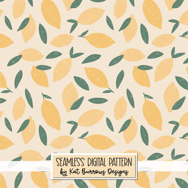 Digital Seamless Pattern: Lemons