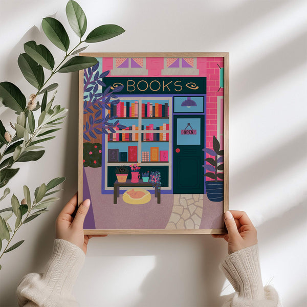 Digital Art Print: Book Store Pink