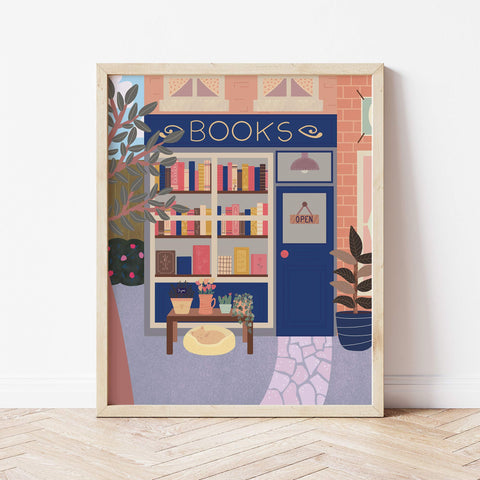 Art Print: Book Store Blue