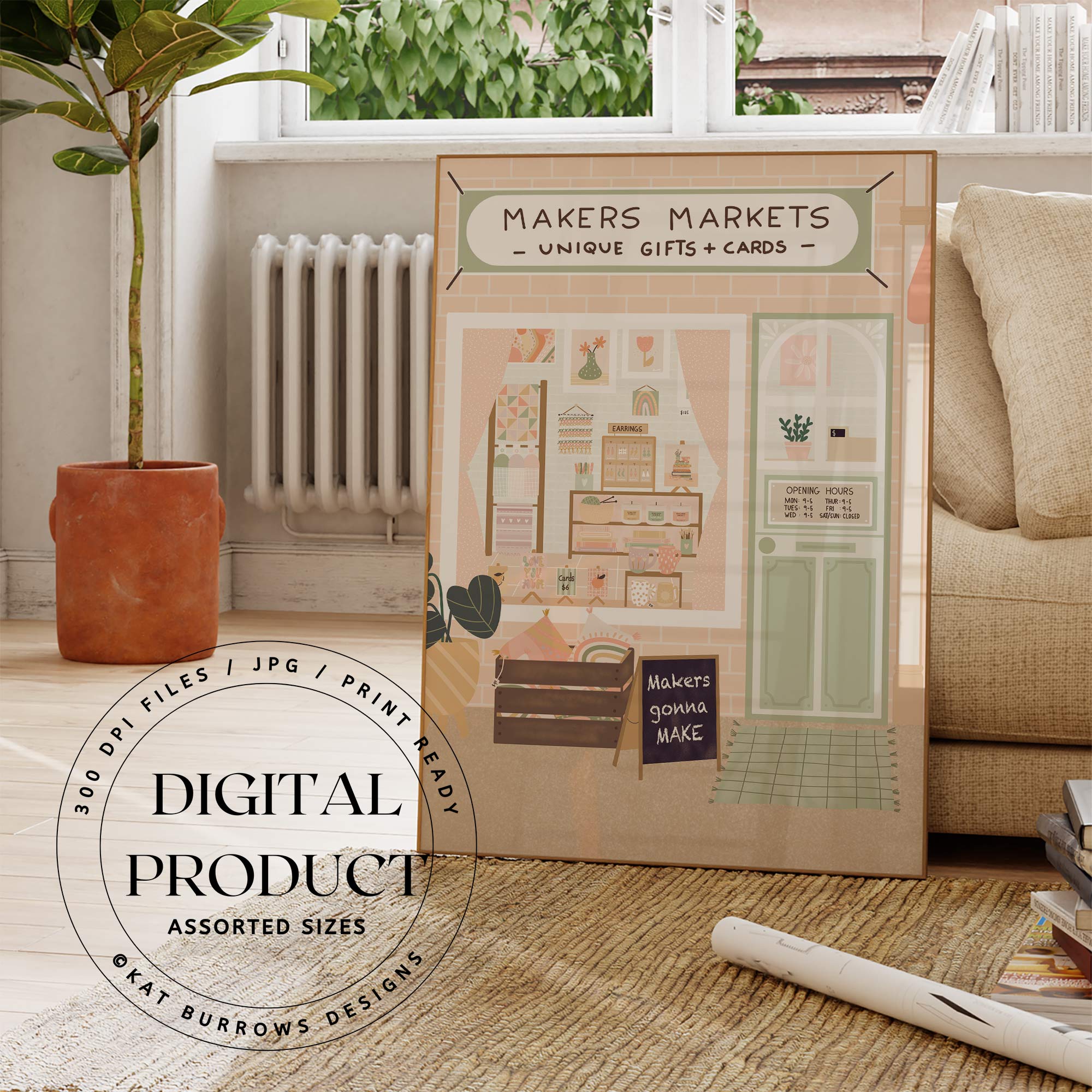 Digital Art Print: Makers Market Peach