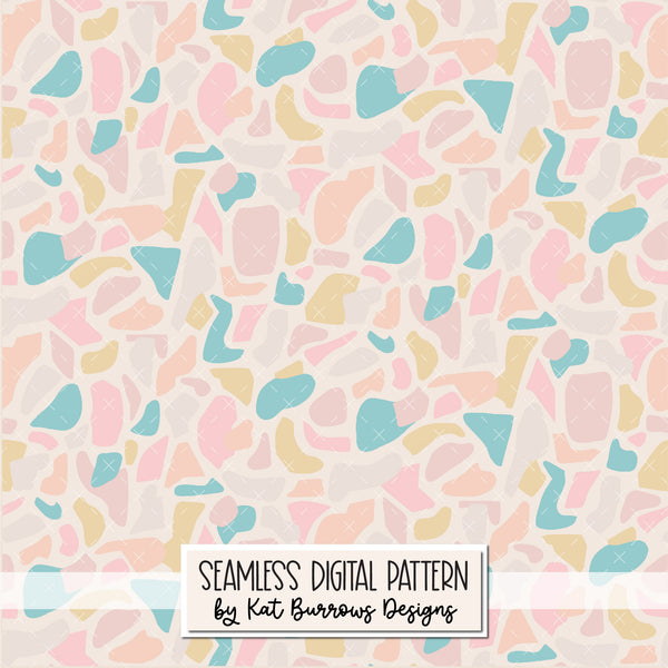 Digital Seamless Pattern: Terrazzo on Tan