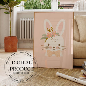 Digital Art Print: Bunny and Blooms
