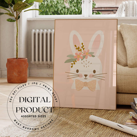 Digital Art Print: Bunny and Blooms