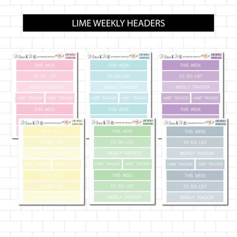 Stickers: Lime Weekly Headers 1