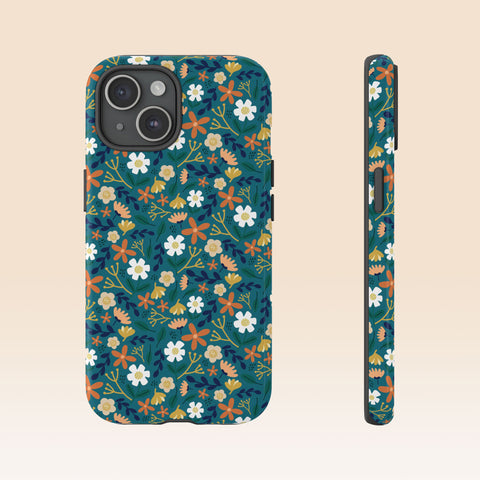 Phone Case: Florals on Teal