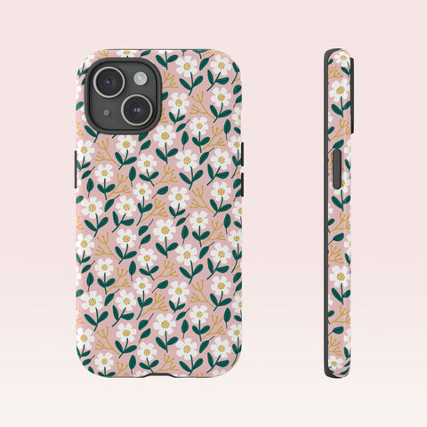 Phone Case: White Daisies on Pink