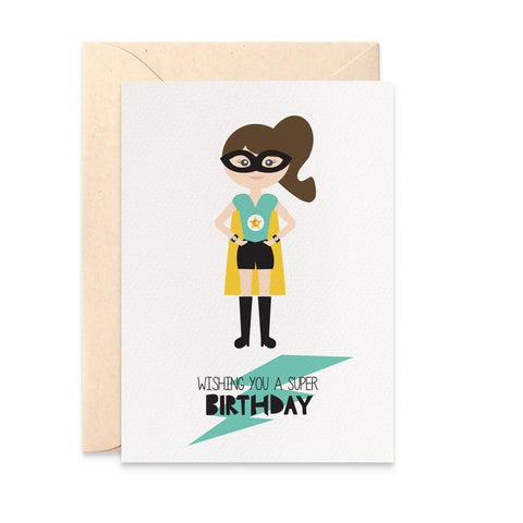 Superhero Girl Greeting Card by mumandmehandmadedesigns- An Australian Online Stationery and Card Shop