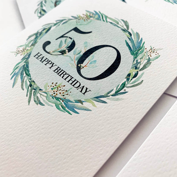 Eucalyptus Number - Any Age Greeting Card by mumandmehandmadedesigns- An Australian Online Stationery and Card Shop