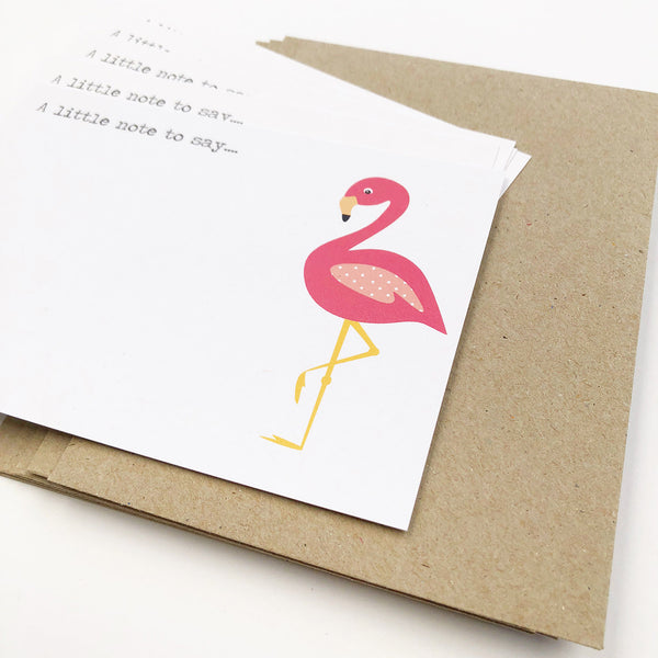 Set of 5 - Flamingo Notecards by mumandmehandmadedesigns- An Australian Online Stationery and Card Shop