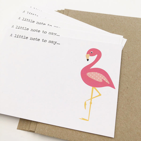 Set of 5 - Flamingo Notecards by mumandmehandmadedesigns- An Australian Online Stationery and Card Shop