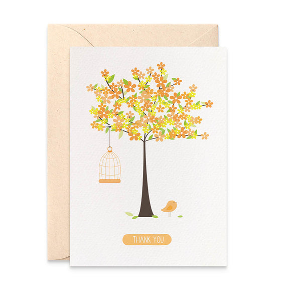 Blossom Tree with Birdcage Greeting Card by mumandmehandmadedesigns- An Australian Online Stationery and Card Shop